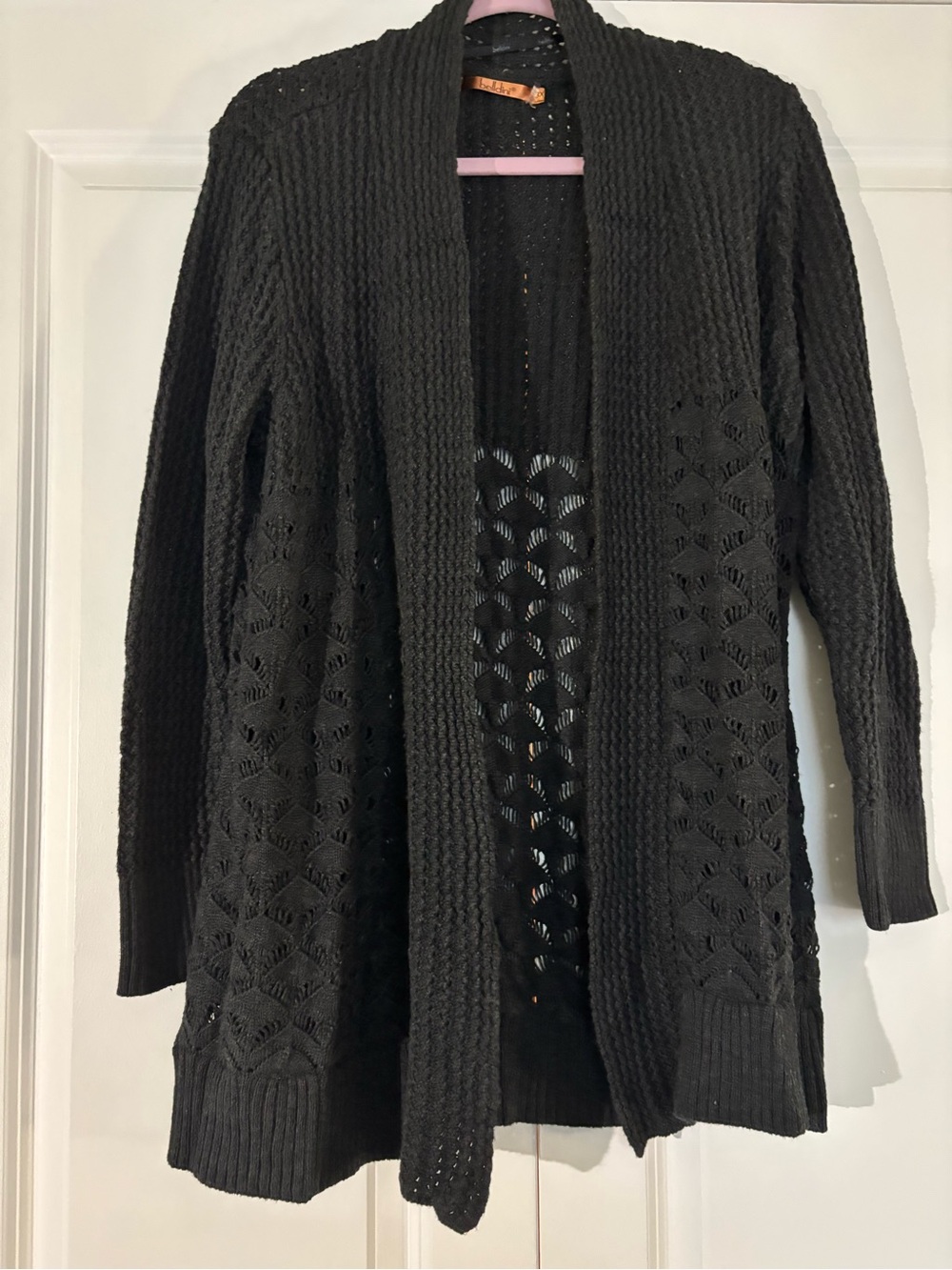 Belldini Black Open-Front Knit Cardigan